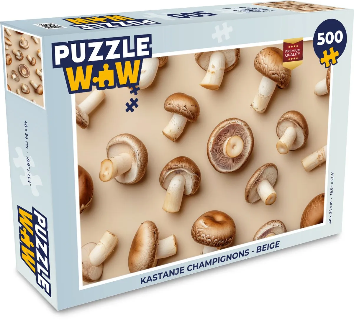 PuzzleWow Legpuzzel Kastanje Champignons 500 Stuks - Beige