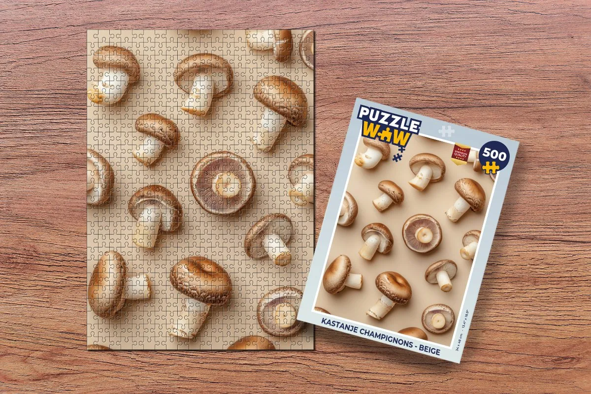 PuzzleWow Legpuzzel Kastanje Champignons 500 Stuks - Beige