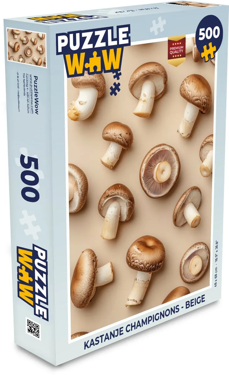 PuzzleWow Legpuzzel Kastanje Champignons 500 Stuks - Beige