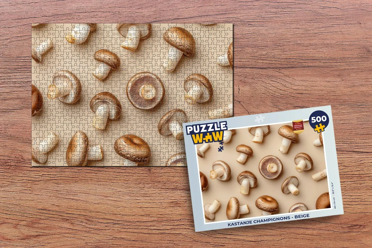 PuzzleWow Legpuzzel Kastanje Champignons 500 Stuks - Beige
