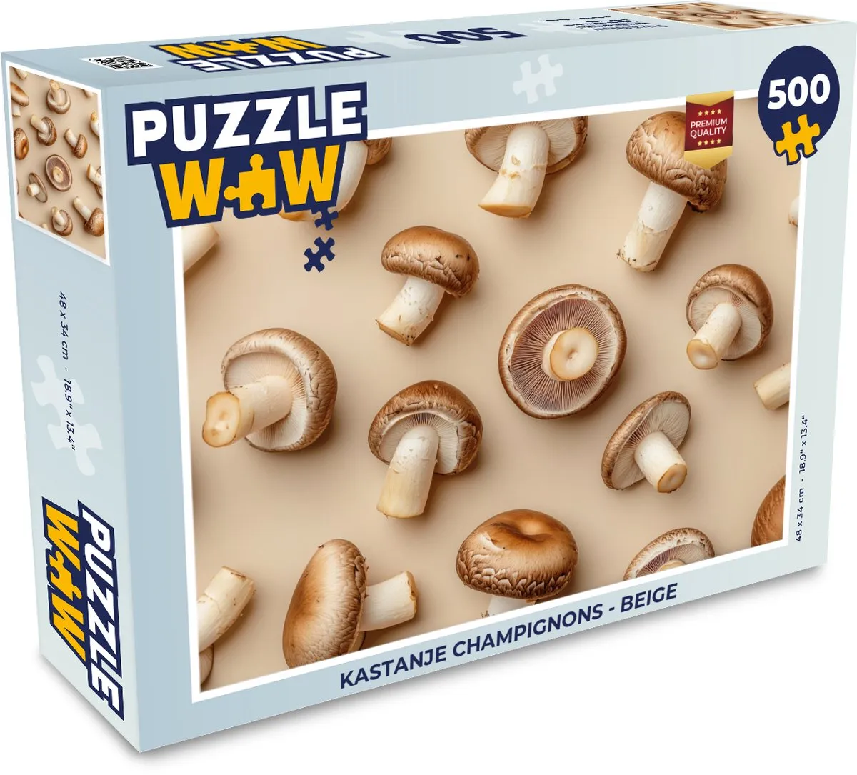 PuzzleWow Legpuzzel Kastanje Champignons 500 Stuks - Beige