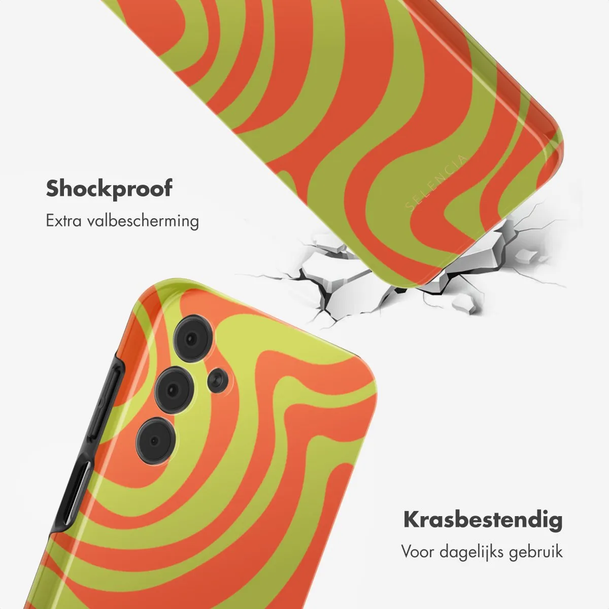 Selencia Hoesje Samsung Galaxy A15 - Wavy Swirl Orange Fern