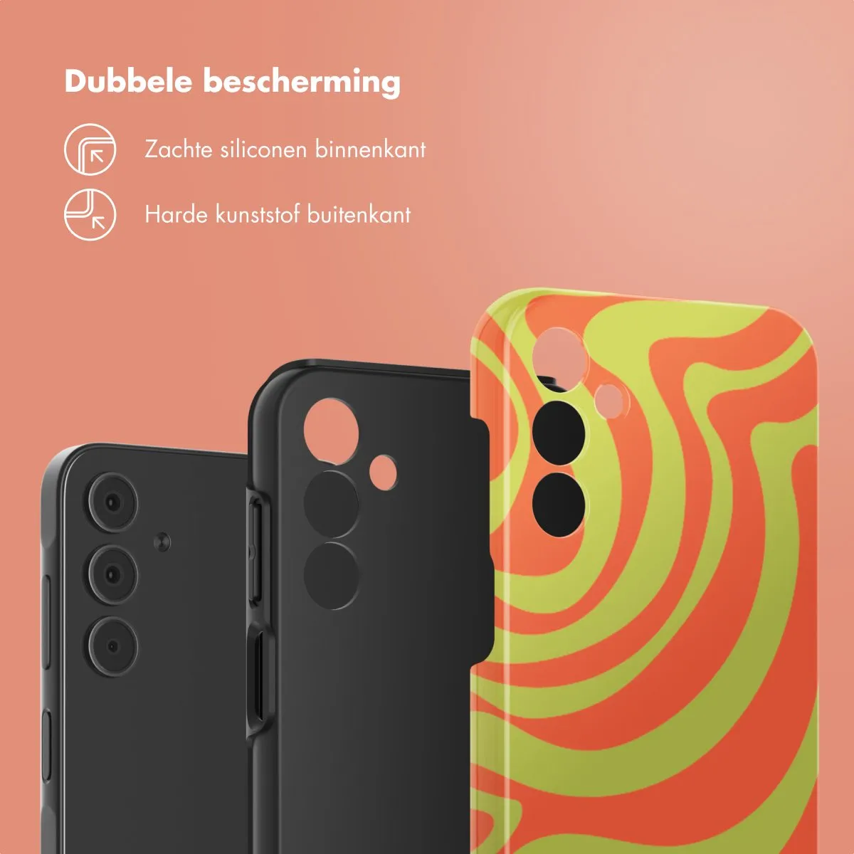 Selencia Hoesje Samsung Galaxy A15 - Wavy Swirl Orange Fern