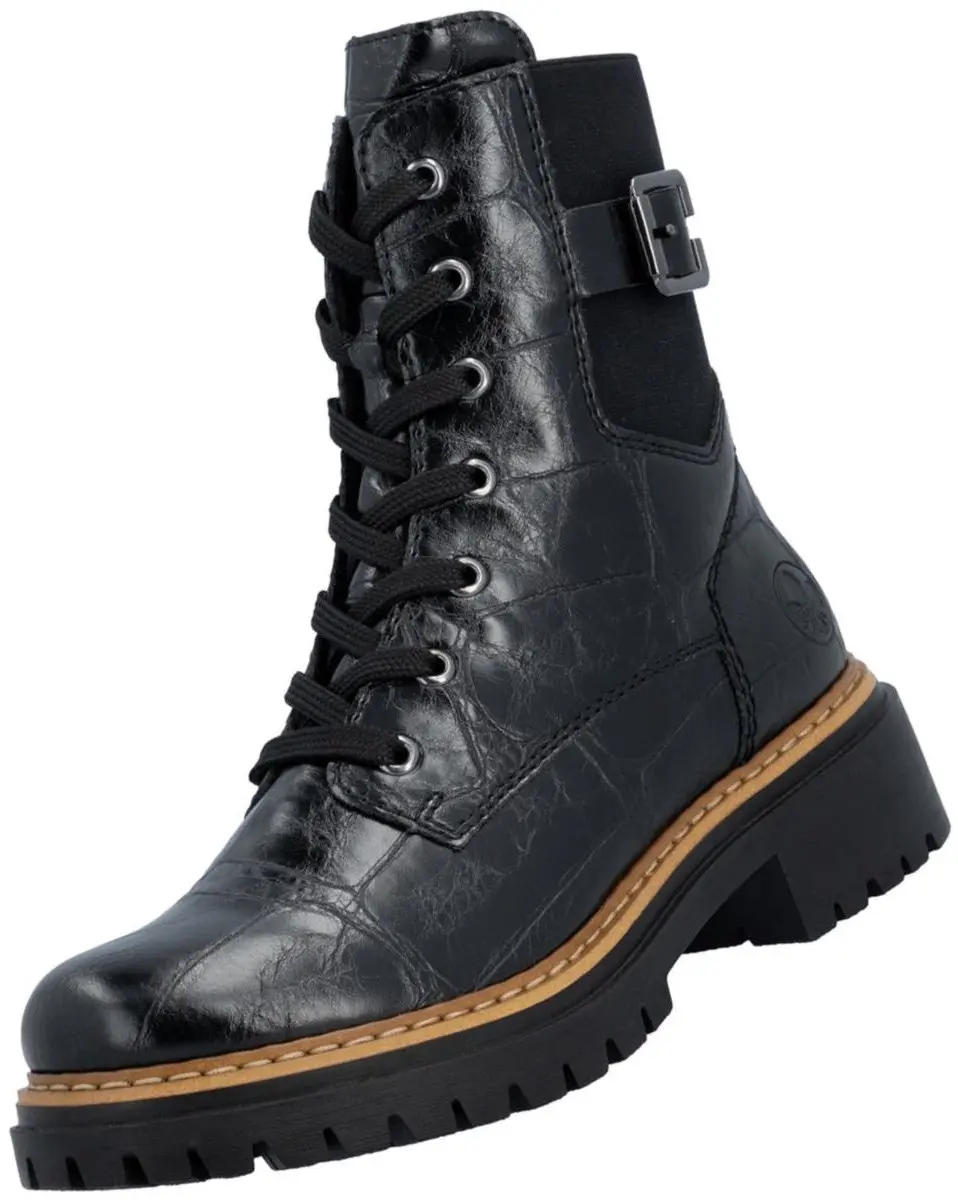 Rieker dames enkellaarsjes 72631-01 zwart