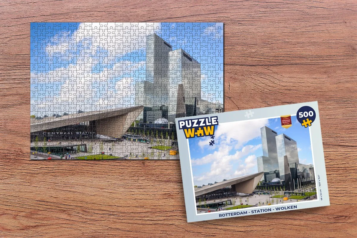 PuzzleWow Rotterdam Station Wolken Legpuzzel 500 Stuks - Multicolor