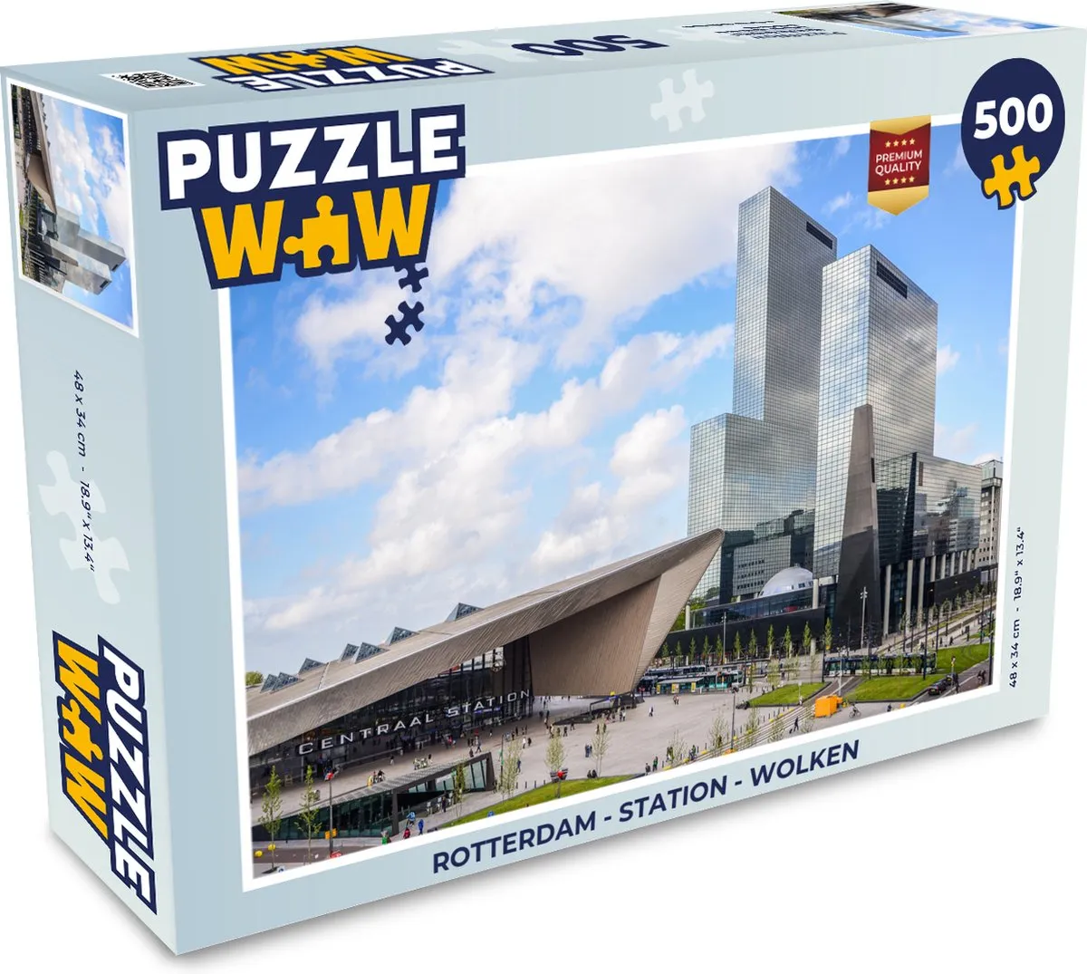 PuzzleWow Rotterdam Station Wolken Legpuzzel 500 Stuks - Multicolor