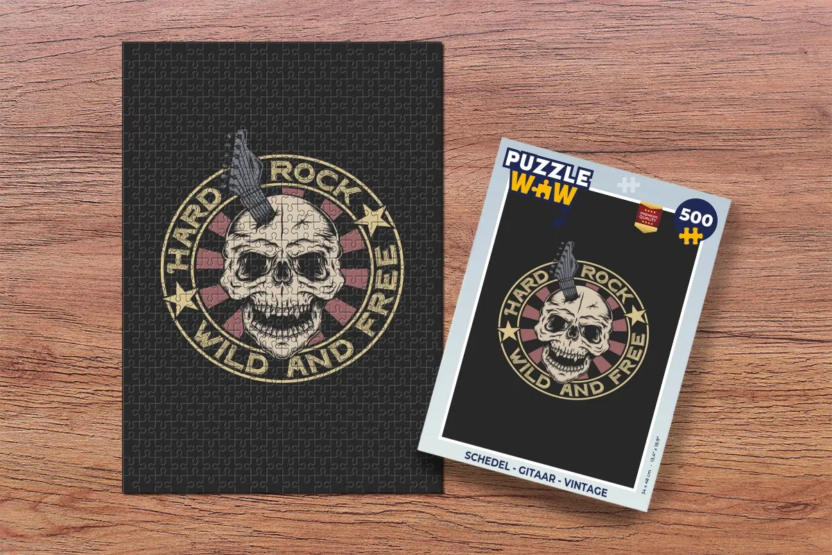 PuzzleWow Schedel Gitaar Legpuzzel 500 Stuks - Multicolor