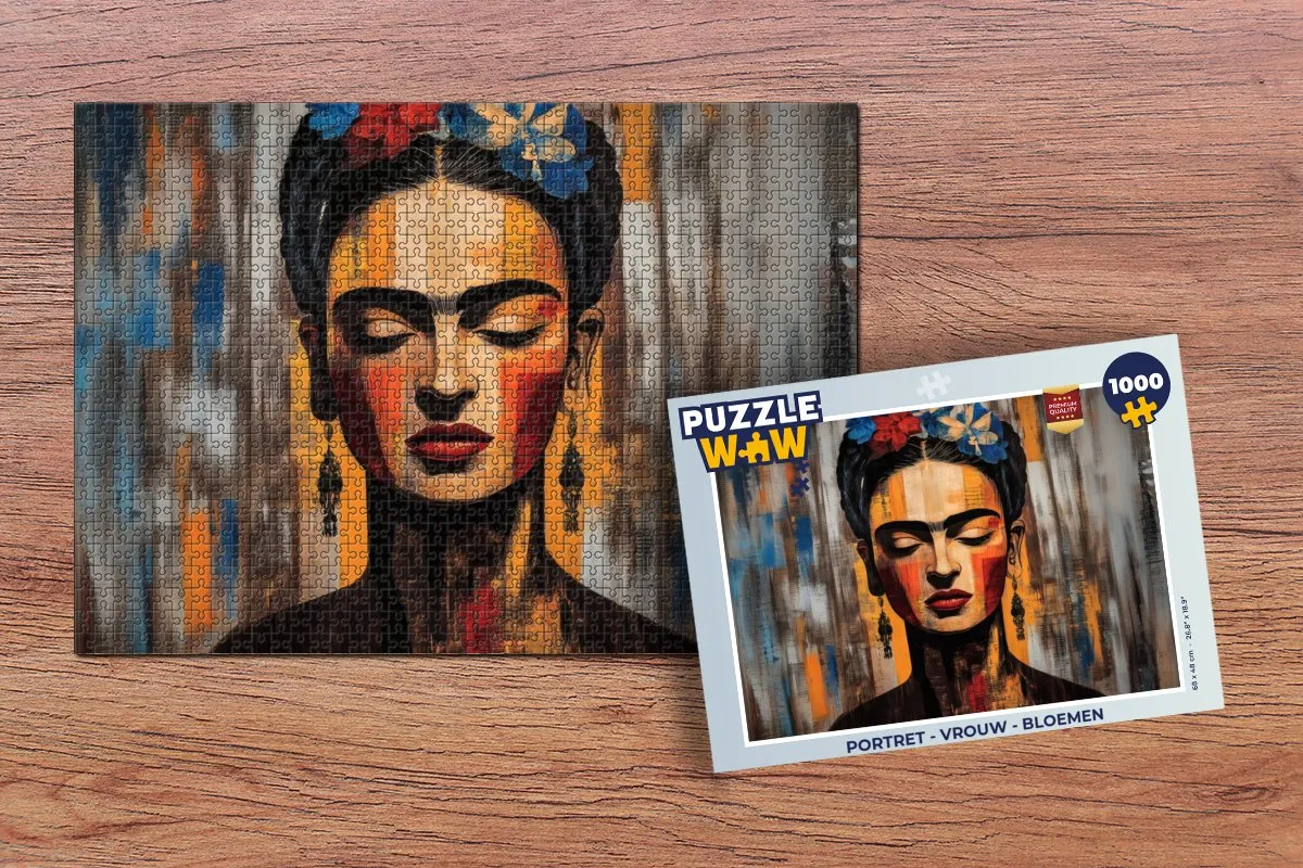 PuzzleWow Portret Vrouw Bloemen Legpuzzel 1000 Stuks