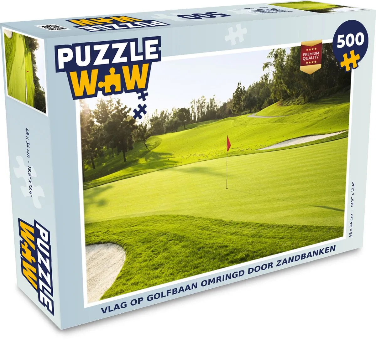 PuzzleWow Legpuzzel 500 Stuks - Vlag op Golfbaan - Multicolor