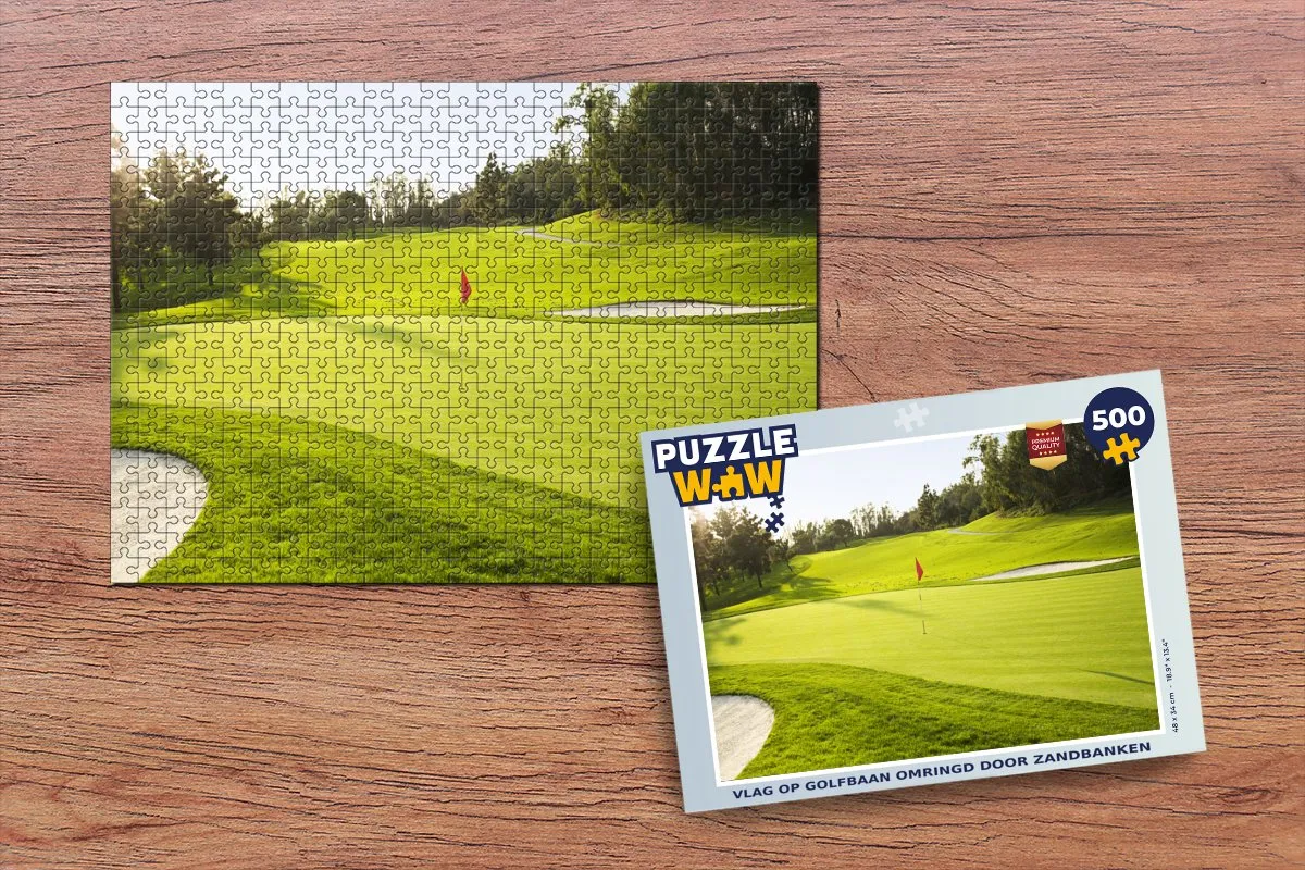 PuzzleWow Legpuzzel 500 Stuks - Vlag op Golfbaan - Multicolor
