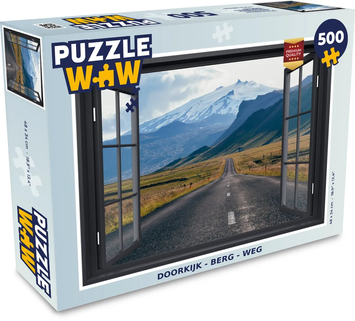 PuzzleWow Doorkijk Berg Weg Legpuzzel 500 Stuks - Multicolor