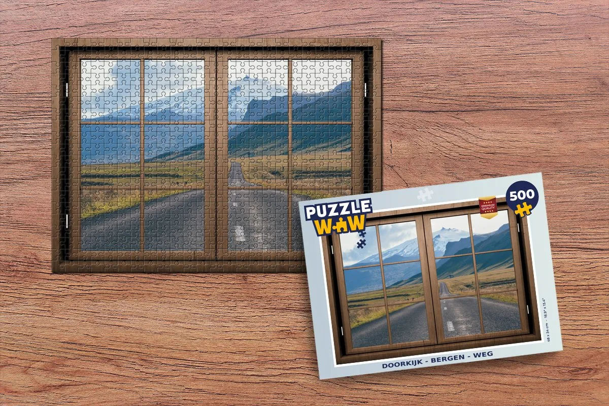 PuzzleWow Doorkijk Berg Weg Legpuzzel 500 Stuks - Multicolor