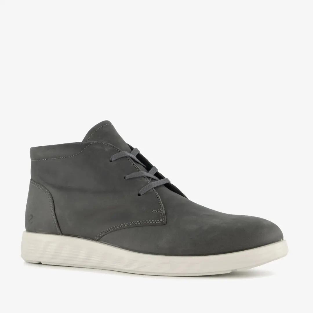 ECCO leren heren veterboots grijs