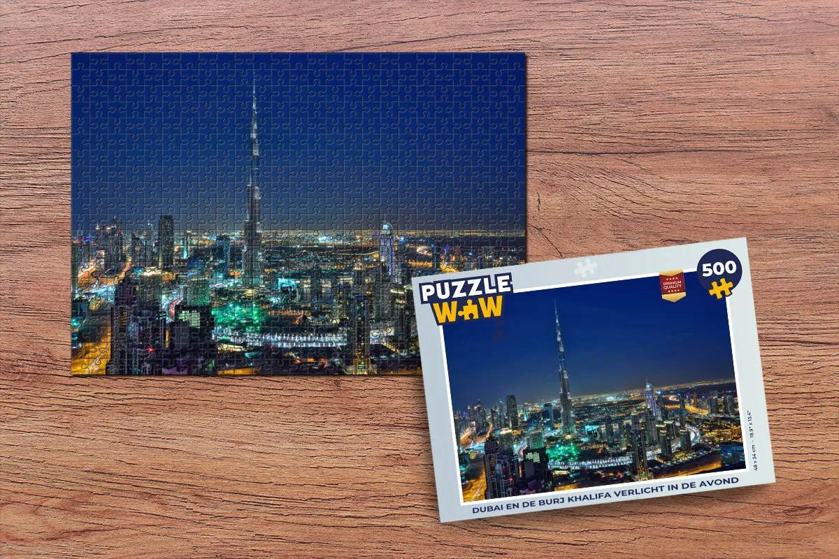 PuzzleWow Dubai Burj Khalifa Legpuzzel 500 Stuks - Multicolor