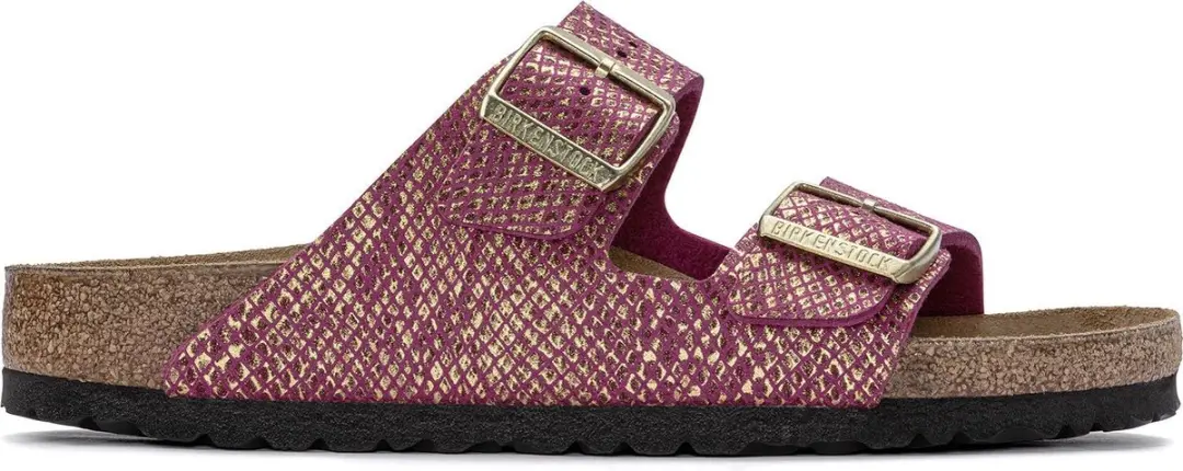Birkenstock Arizona Dames Slippers Shiny Python Dark Fuchsia Narrow-fit