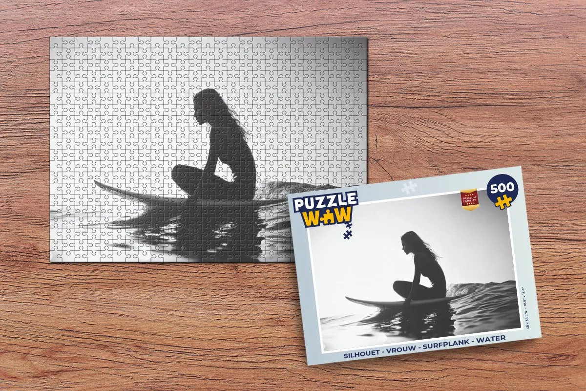 PuzzleWow Silhouet Surfplank Legpuzzel 500 Stuks - MPN 8721374598833