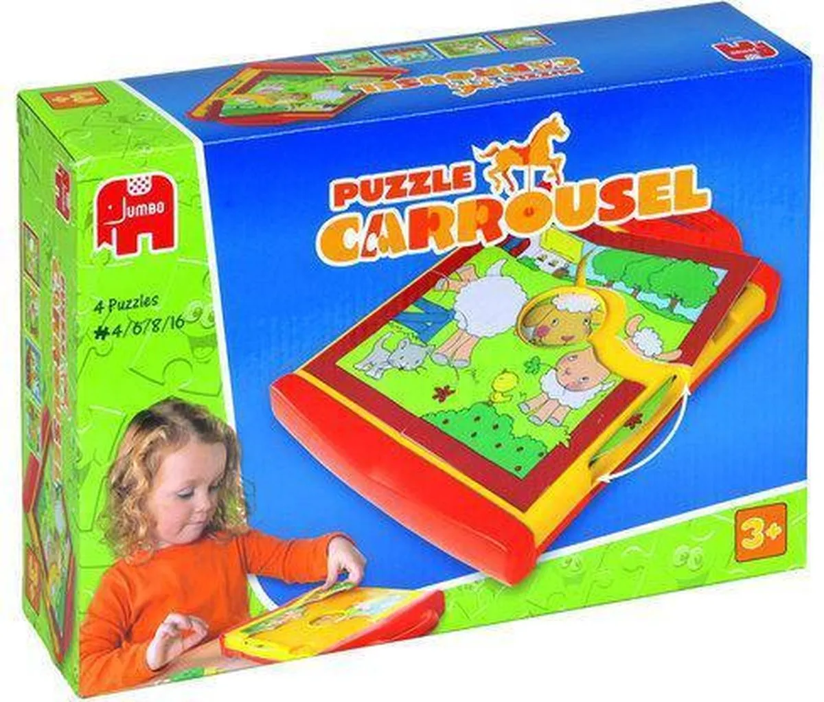 Jumbo Puzzel Carrousel Dieren - 16 Stuks