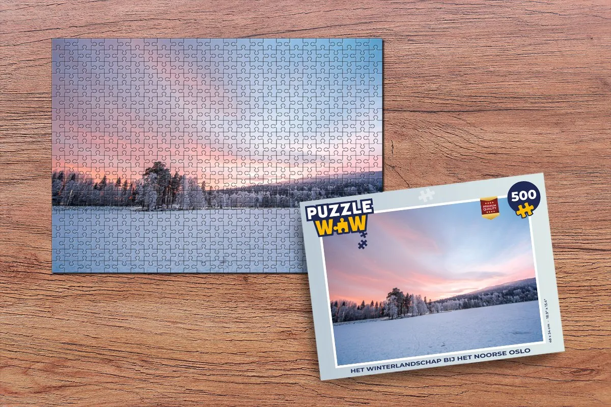 PuzzleWow Het winterlandschap Oslo Legpuzzel 500 Stuks - Multicolor