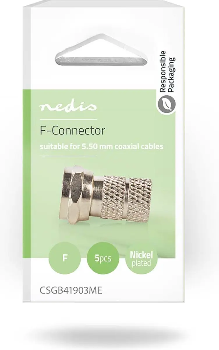 Nedis F-Connector recht male 5.5mm zilver 5 stuks - afbeelding 4 van 6
