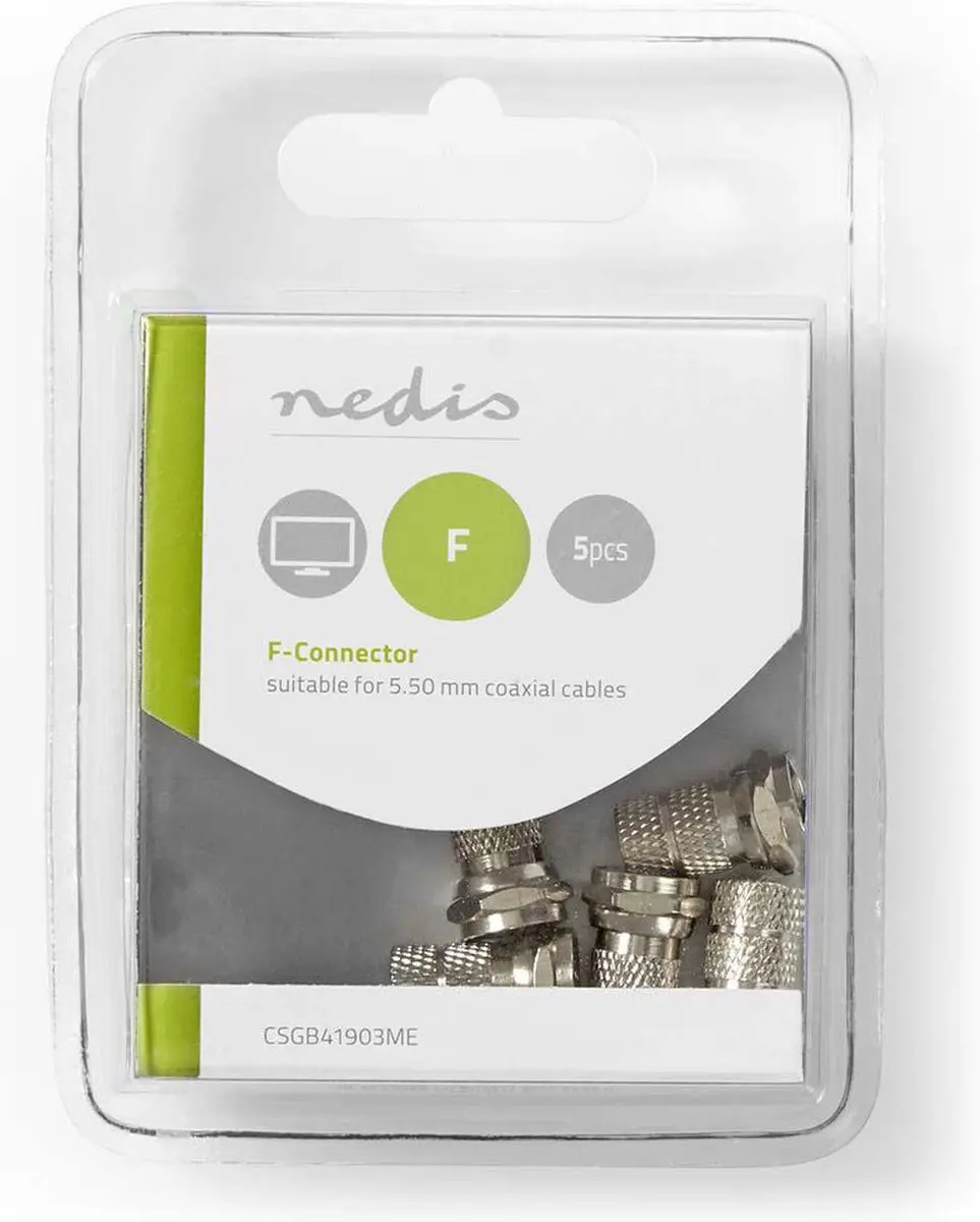 Nedis F-Connector recht male 5.5mm zilver 5 stuks - afbeelding 5 van 6