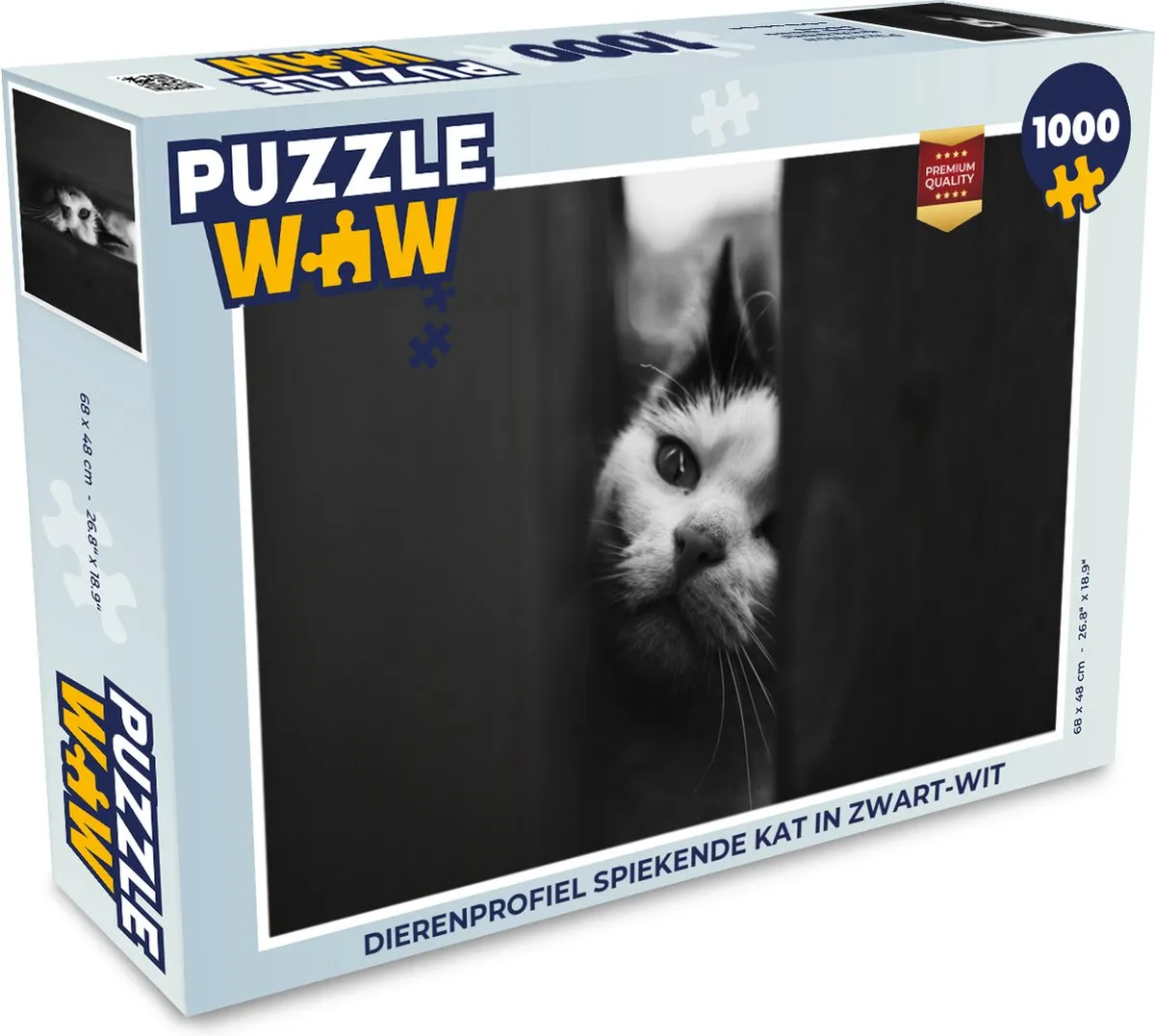 PuzzleWow Dierenprofiel Kat Legpuzzel 1000 Stuks - Multicolor