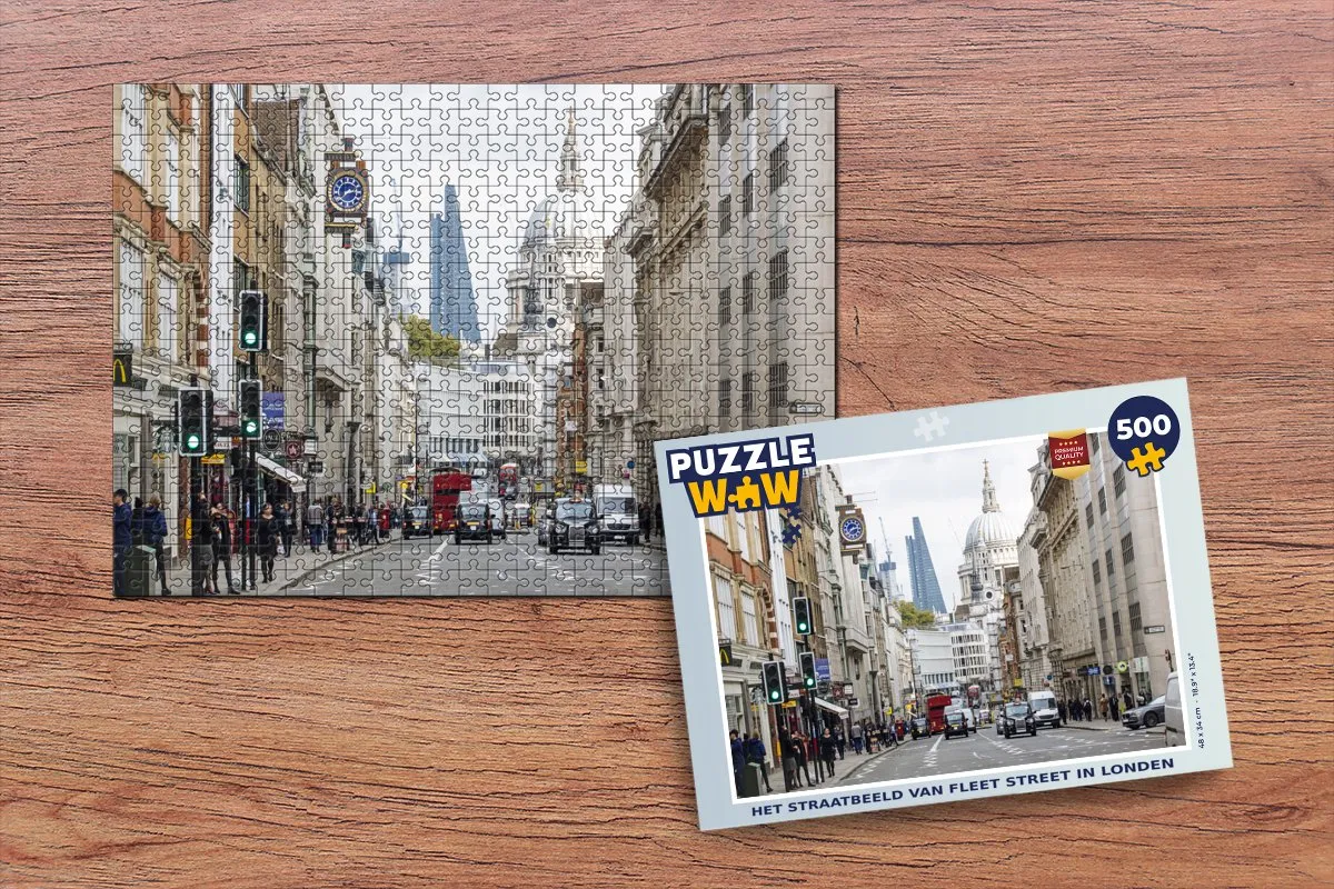 PuzzleWow Fleet Street Londen Legpuzzel 500 Stuks - Multicolor