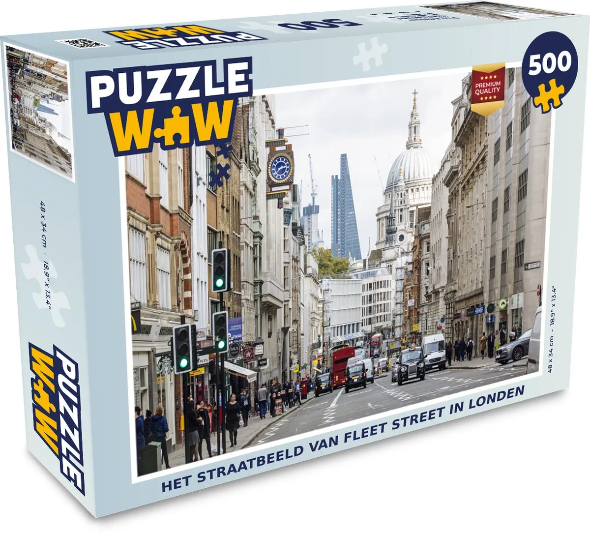 PuzzleWow Fleet Street Londen Legpuzzel 500 Stuks - Multicolor