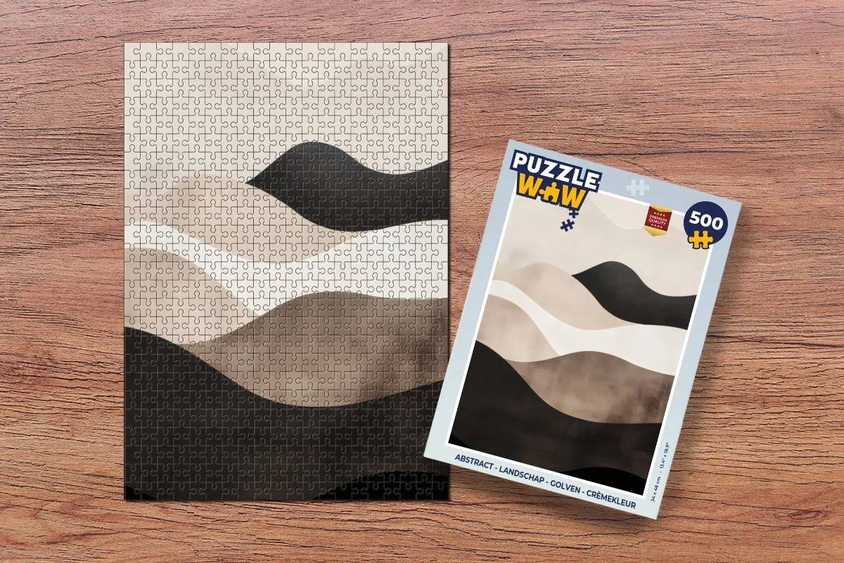 PuzzleWow Abstract Landschap Golven Legpuzzel 500 Stuks - Crèmekleur