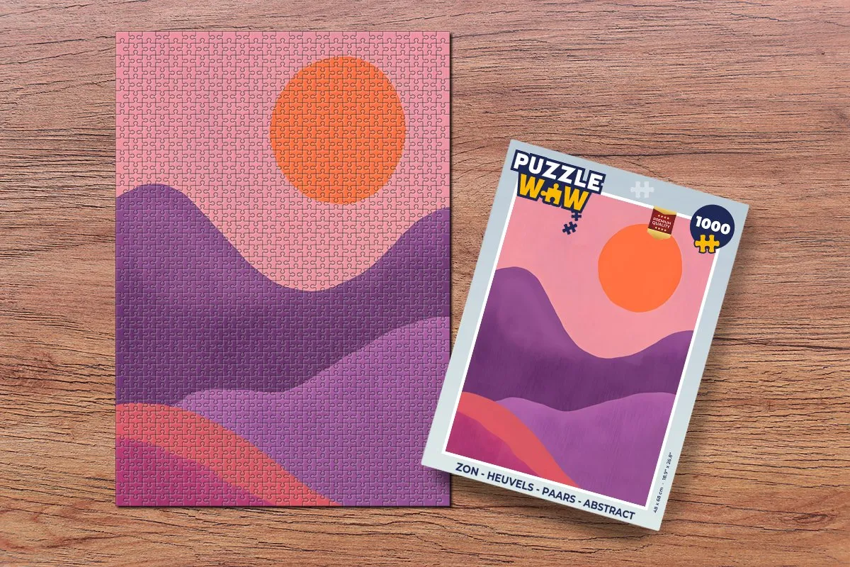 PuzzleWow Abstract Legpuzzel 1000 Stuks - Zon & Heuvels Paars