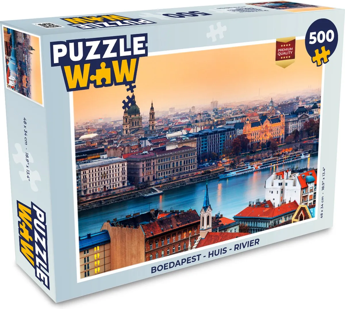 PuzzleWow Boedapest Huis Rivier Legpuzzel 500 Stuks - Multicolor