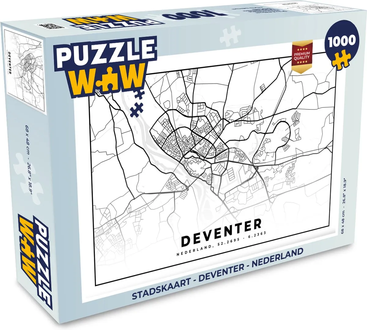 PuzzleWow Stadskaart Deventer Legpuzzel 1000 Stuks - Multicolor