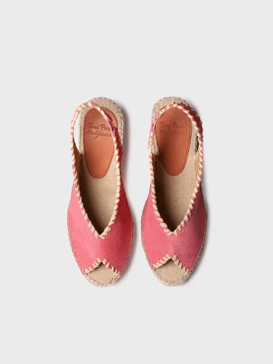 Espadrille met peeptoe-sleehak
