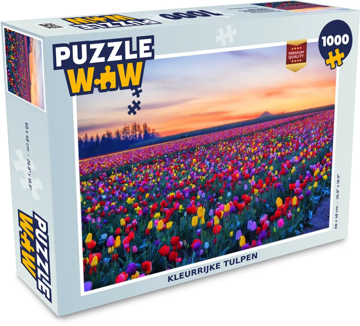 PuzzleWow Tulpen Regenboog Horizon Legpuzzel 1000 Stuks - Multicolor