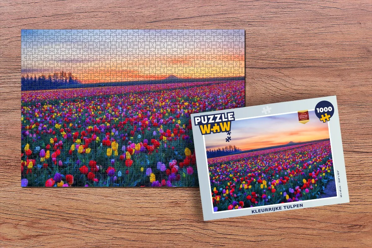 PuzzleWow Tulpen Regenboog Horizon Legpuzzel 1000 Stuks - Multicolor