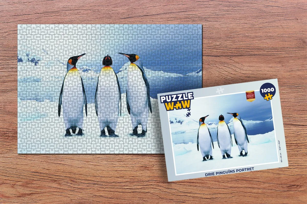 PuzzleWow Legpuzzel Drie Pinguïns Portret 1000 Stuks - Multicolor