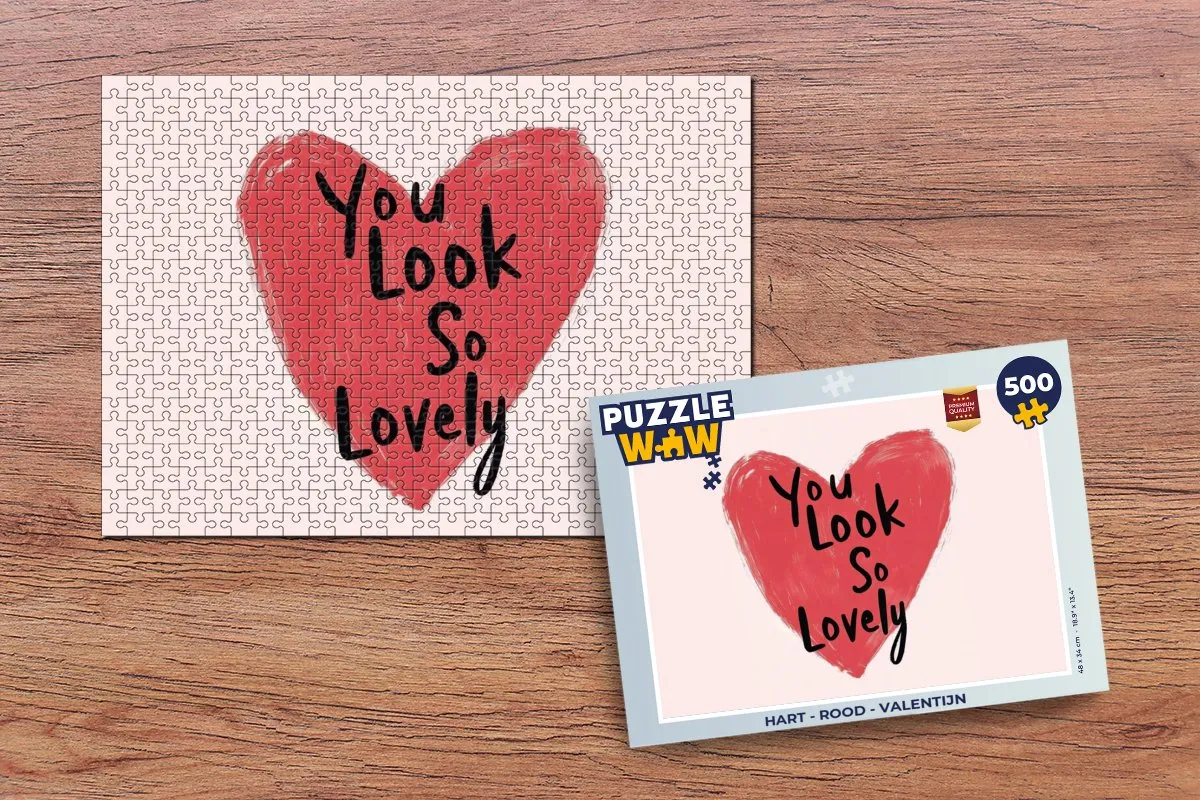 PuzzleWow Hart Legpuzzel 500 Stuks - Rood - You look so lovely