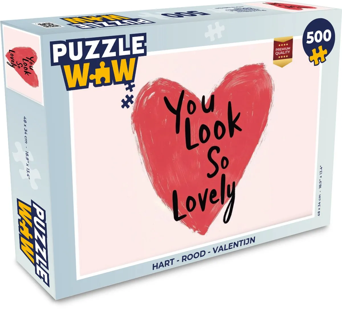 PuzzleWow Hart Legpuzzel 500 Stuks - Rood - You look so lovely