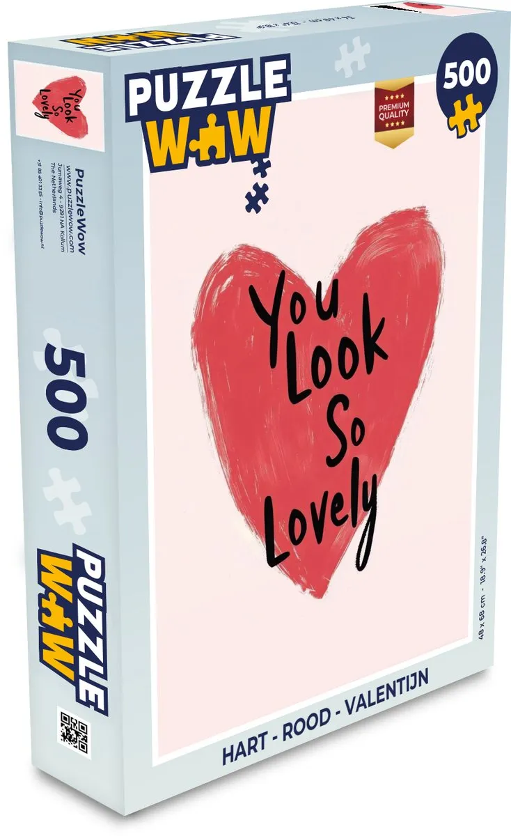 PuzzleWow Hart Legpuzzel 500 Stuks - Rood - You look so lovely