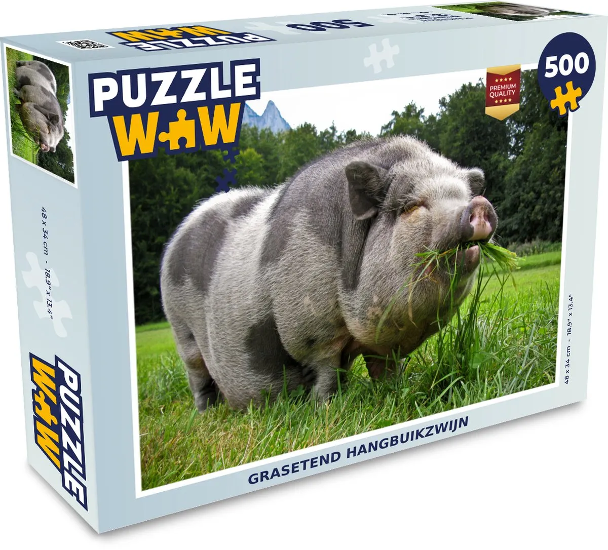 PuzzleWow Hangbuikzwijn Legpuzzel 500 Stuks - Multicolor