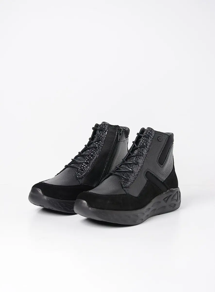 Wolky Leap Veterschoenen - Zwart Combi Leer - Maat 43