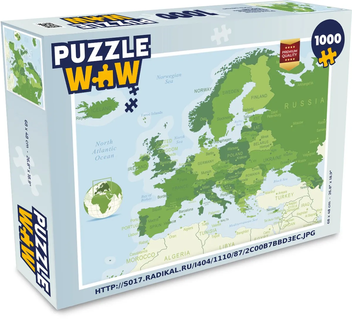 PuzzleWow Europa Legpuzzel 1000 Stuks - Multicolor