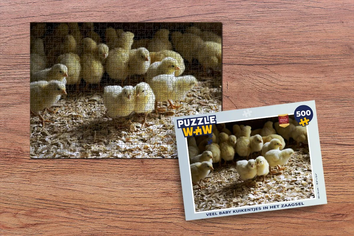 PuzzleWow Legpuzzel Veel baby kuikentjes 500 Stuks - Multicolor