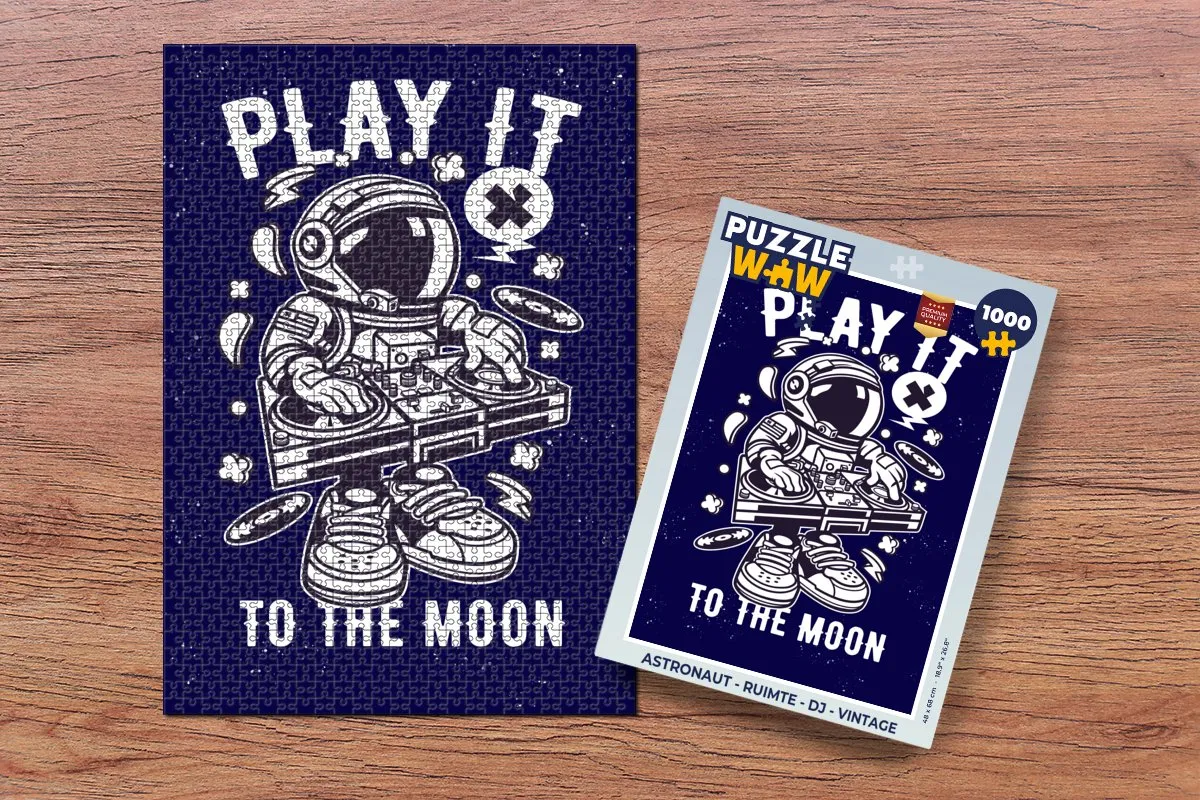 PuzzleWow Astronaut DJ Vintage Legpuzzel 1000 Stuks - Multicolor