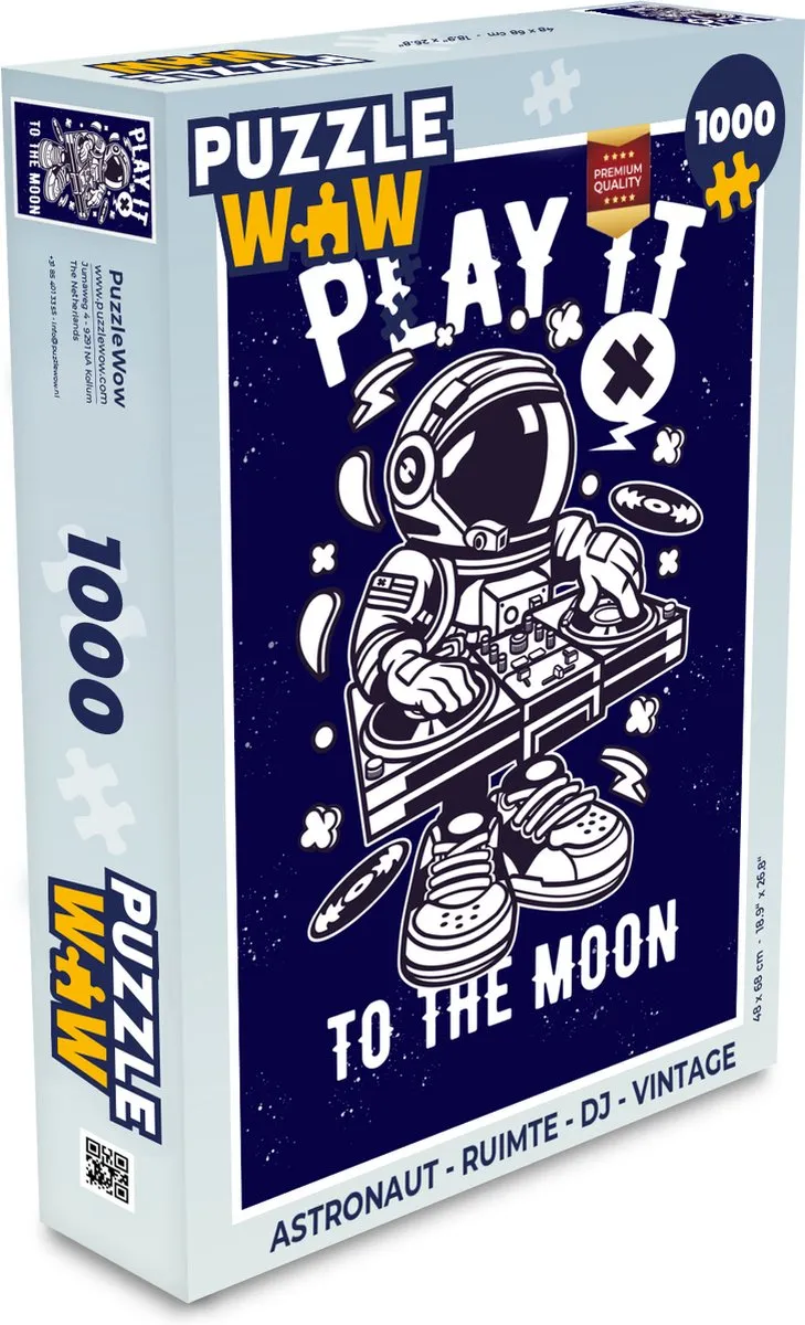 PuzzleWow Astronaut DJ Vintage Legpuzzel 1000 Stuks - Multicolor