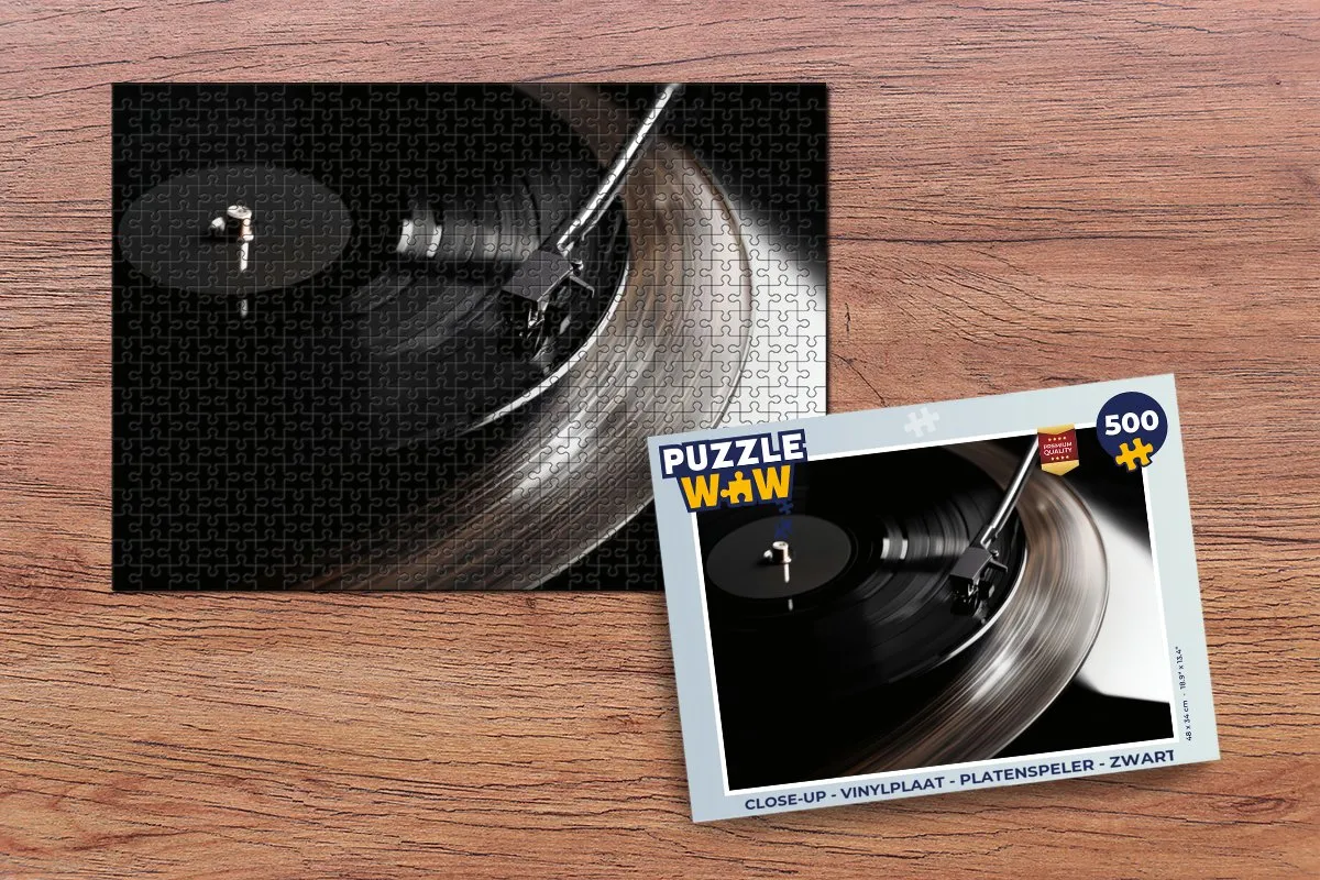 PuzzleWow Close-up Vinylplaat Puzzel 500 Stuks - Zwart