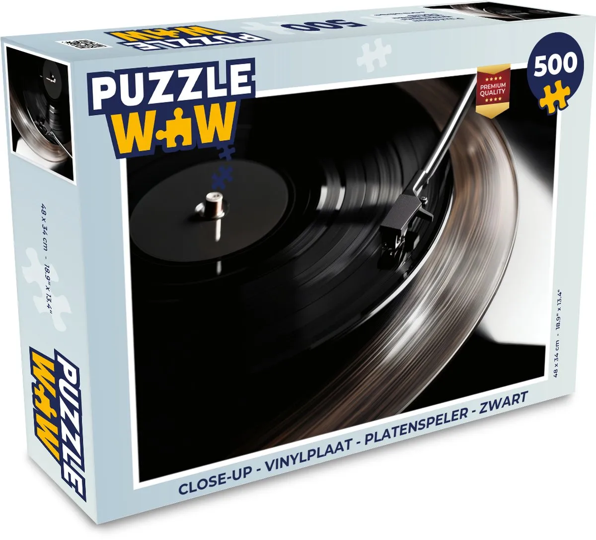 PuzzleWow Close-up Vinylplaat Puzzel 500 Stuks - Zwart
