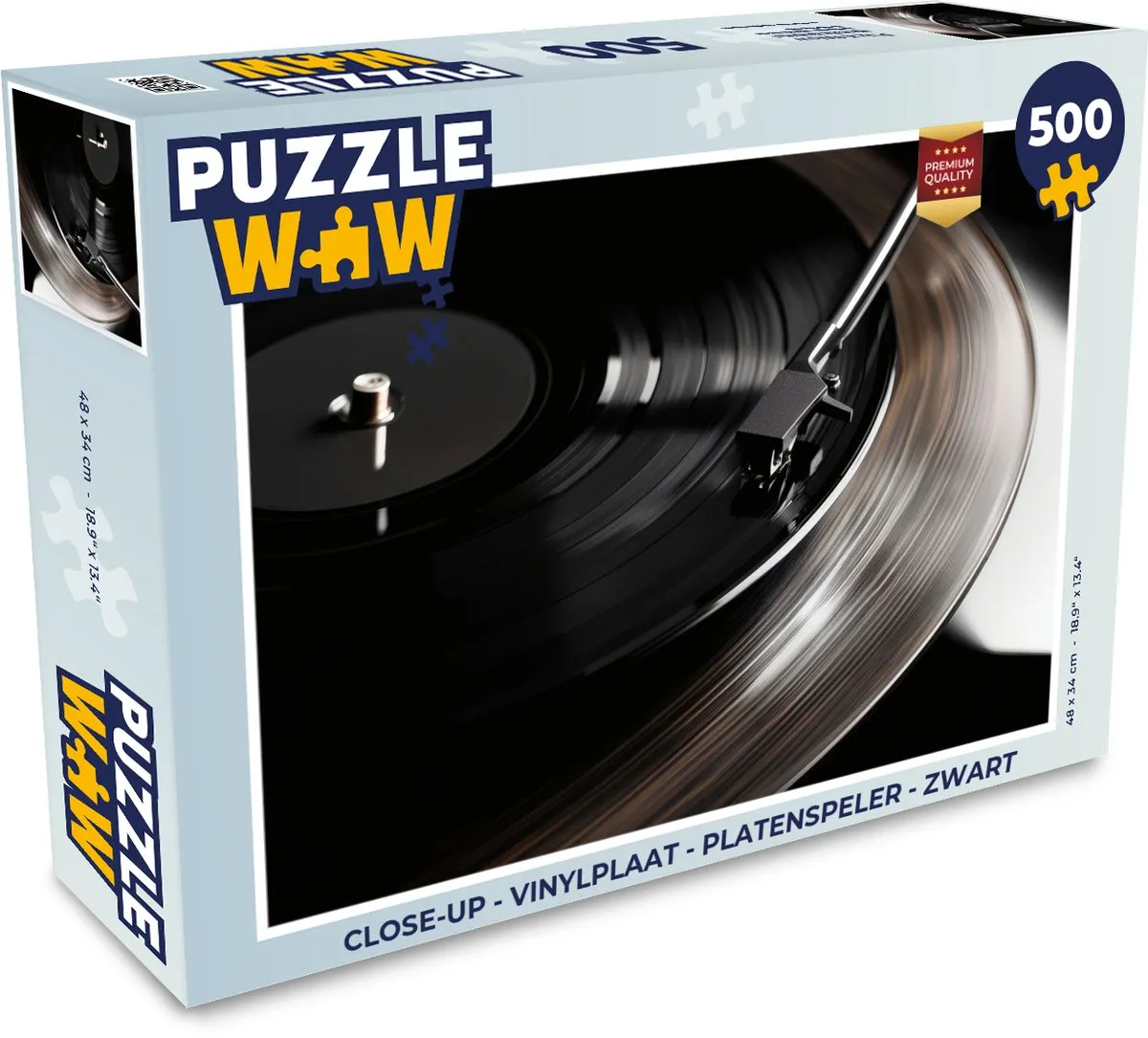 PuzzleWow Close-up Vinylplaat Puzzel 500 Stuks - Zwart