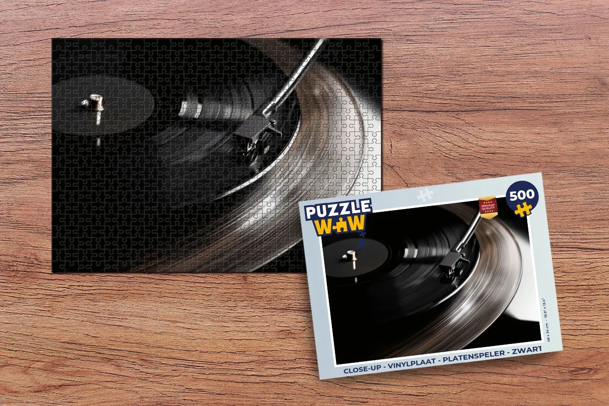 PuzzleWow Close-up Vinylplaat Puzzel 500 Stuks - Zwart