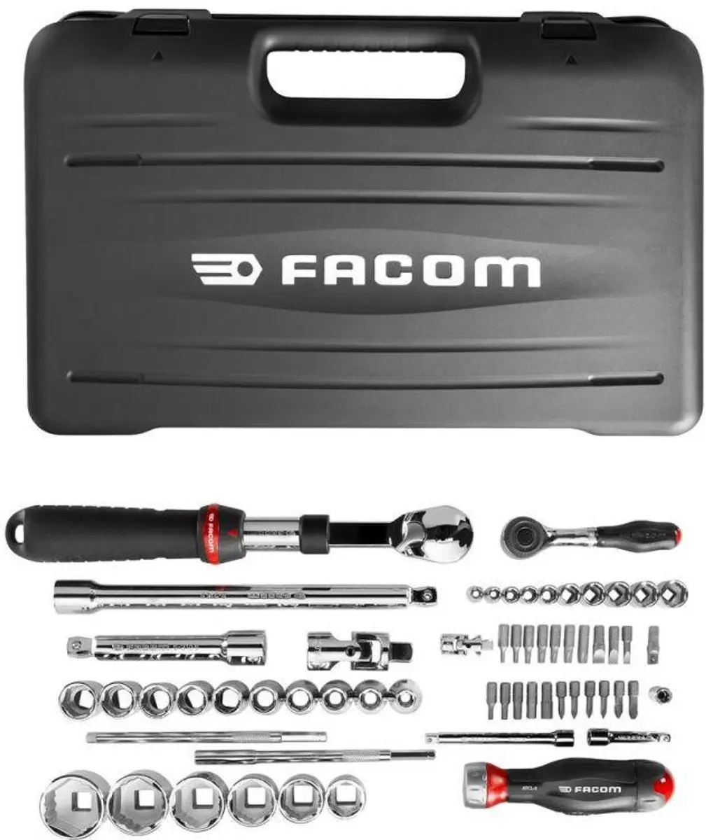 Facom RS.GRPPB Dopset 1/4" & 1/2" voor Ronde Schroeven (61 Delig)