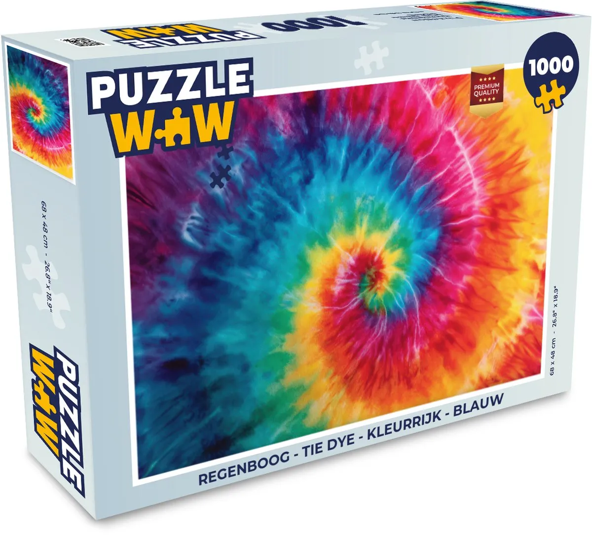 PuzzleWow Regenboog Tie Dye Legpuzzel 1000 Stuks - Blauw